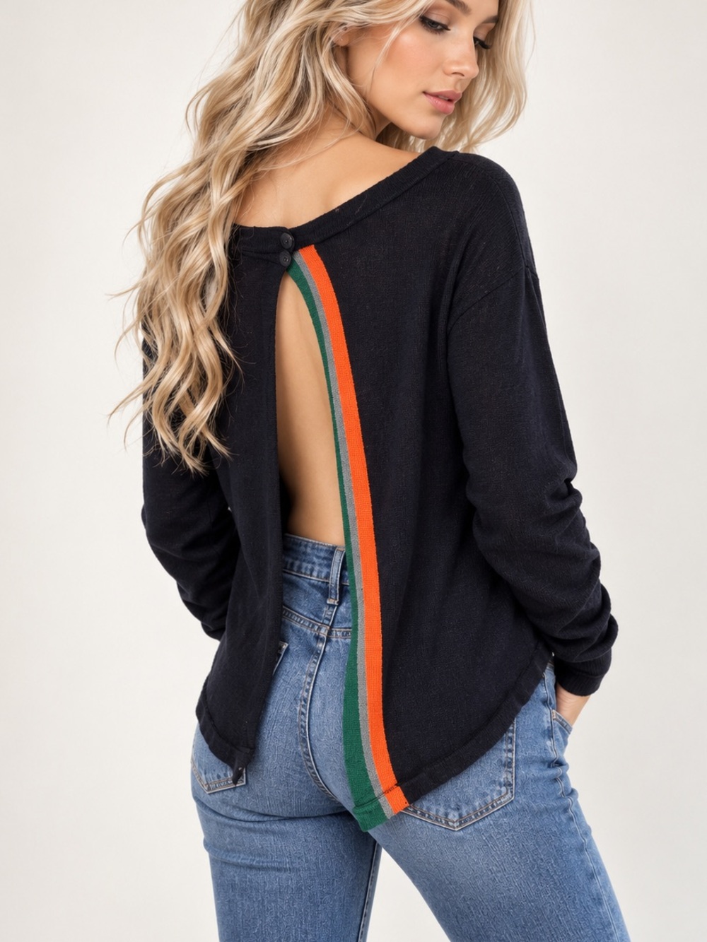 PRADA Milano Open Back Stripe Lightweight Sweater